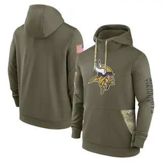 Minnesota Vikings Men's 2022 Salute to Service Therma Performance Pullover Hoodie - Olive