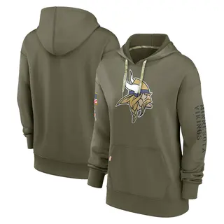 Minnesota Vikings Women's 2022 Salute to Service Performance Pullover Hoodie - Olive