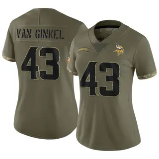 Minnesota Vikings Women's Andrew Van Ginkel Limited 2022 Salute To Service Jersey - Olive