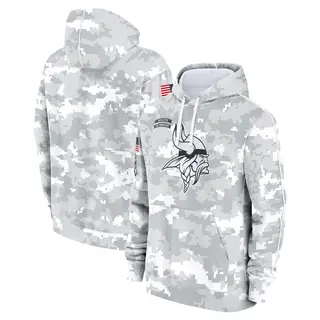 Minnesota Vikings Youth 2024 Salute To Service Pullover Hoodie - White/Gray