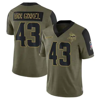 Minnesota Vikings Youth Andrew Van Ginkel Limited 2021 Salute To Service Jersey - Olive