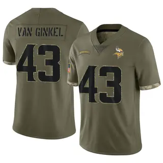 Minnesota Vikings Youth Andrew Van Ginkel Limited 2022 Salute To Service Jersey - Olive